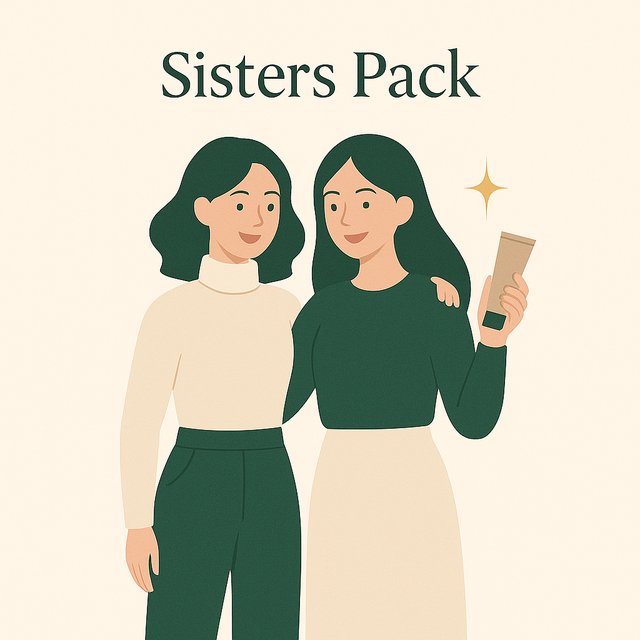 Sisters Pack Double : Săpun lichid cu extract de mandarin, Mască de păr & Loțiune de corp cu extract de ceai de munte