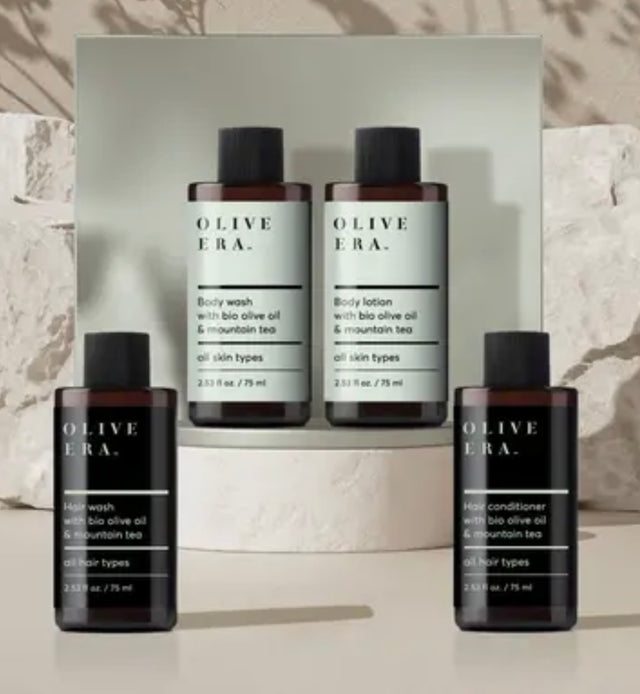 Set de calatorie Double - cu ulei de masline si extract de ceai de munte